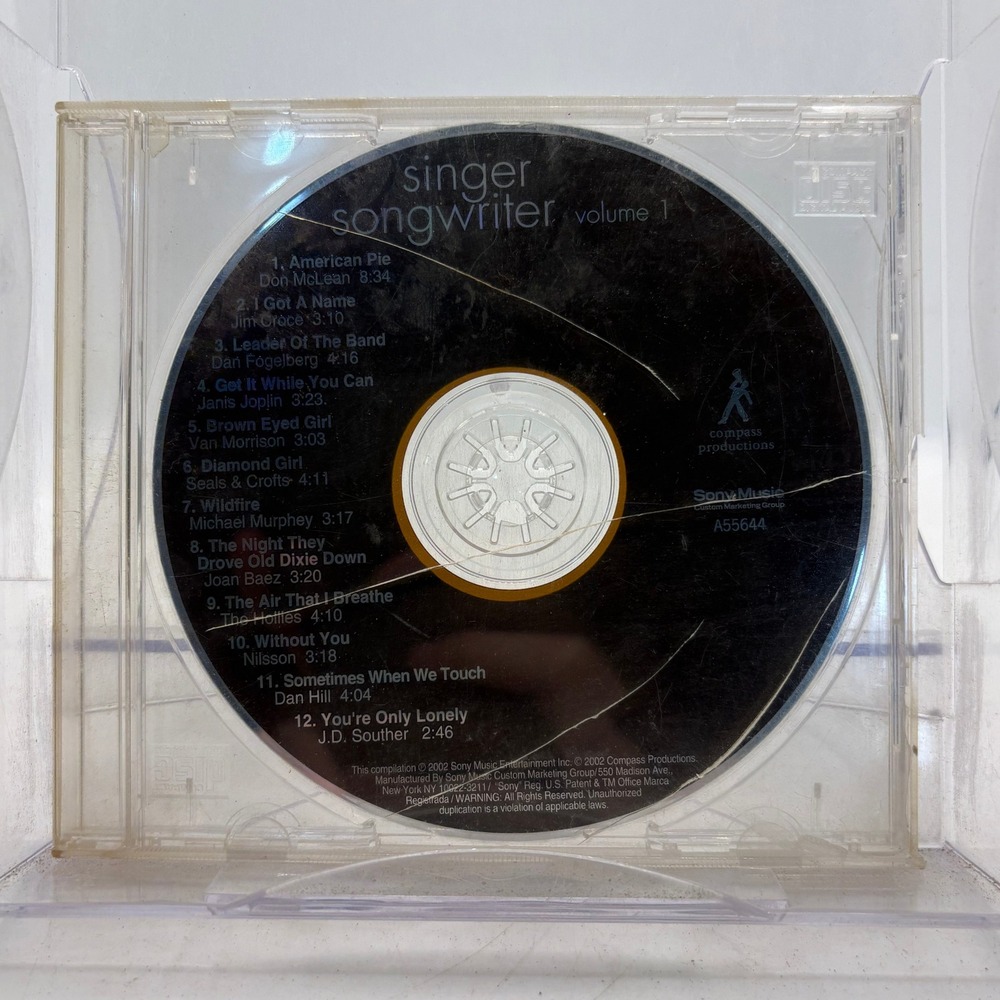 Singer Songwriter Volume 1 CD Sony Music Compilation‎ 2002 A55644 Don McLean 70s
